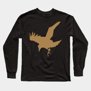 Raven or Crow In Flight Silhouette Cut Out Long Sleeve T-Shirt